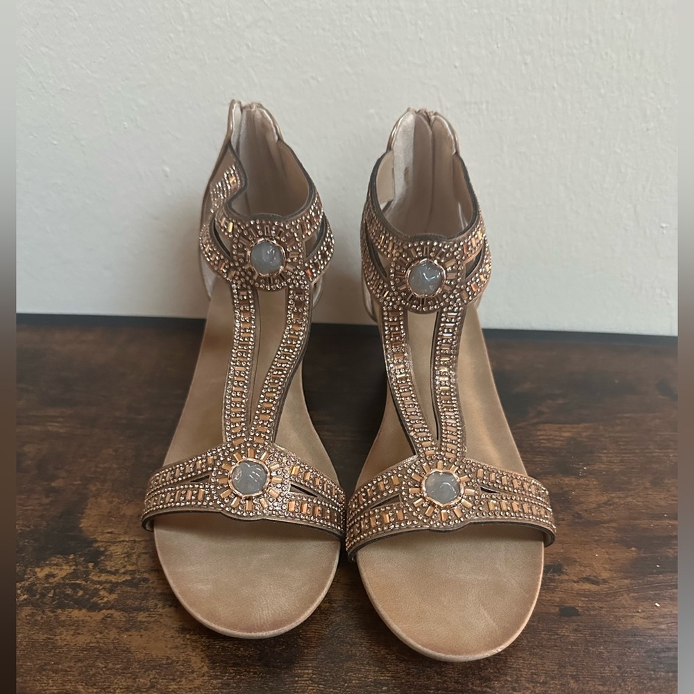 NIB Elegant Bronze Embellished Sandals